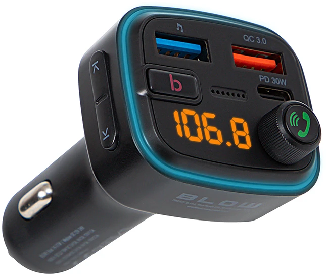 FM siųstuvas BLOW Bluetooth5.3+QC3.0 +PD 30W