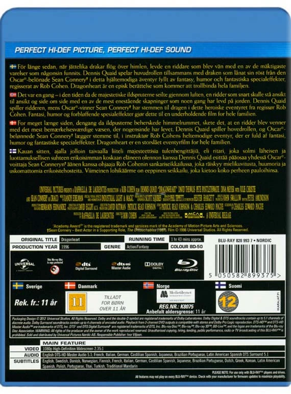 74 DRAGONHEART Blu Ray (OneToWatch kultinis klasikinis filmas)