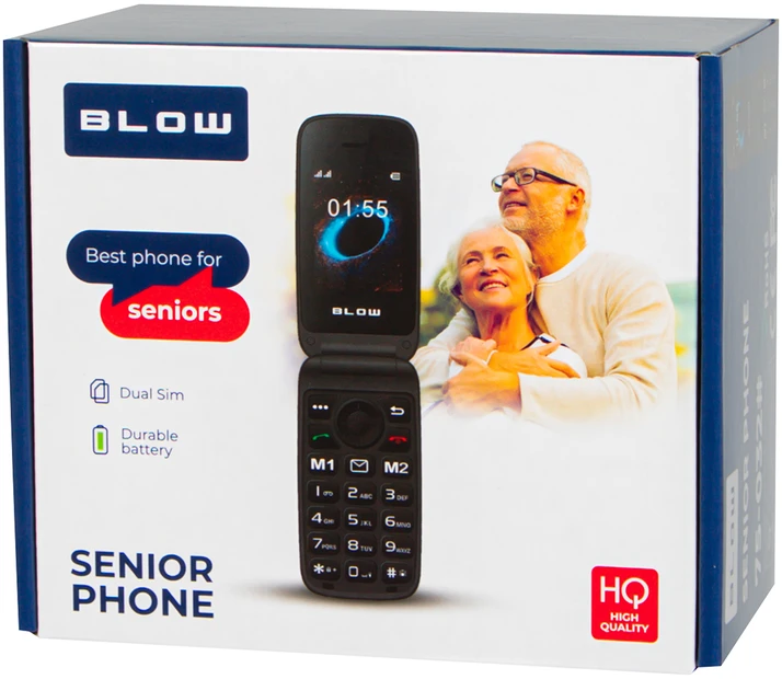 BLOW Juodas telefonas senjorams su atvartu S24