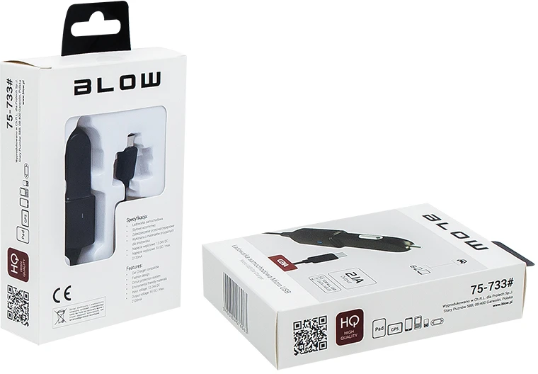 BLOW 75-733 BLOW Pats įkroviklis. 5V 2,1A 12-24V microUSB