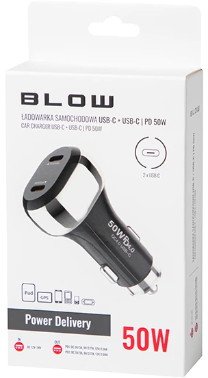 Blow USB-Cx2 50W G50A automobilinis įkroviklis