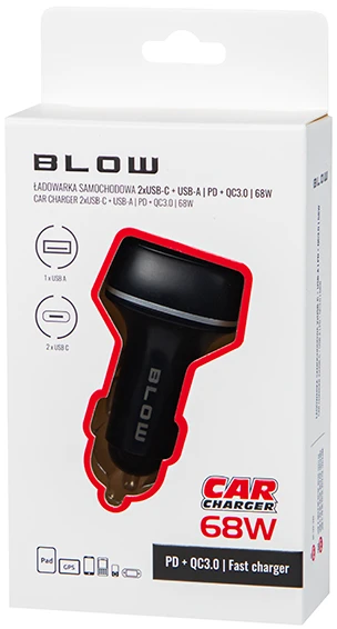 Blow Automobilinis pakrovėjas su USB+USB-Cx2 50W G50C
