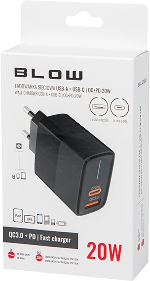Blow Tinklo įkroviklis USB + USB-C QC+PD 20W
