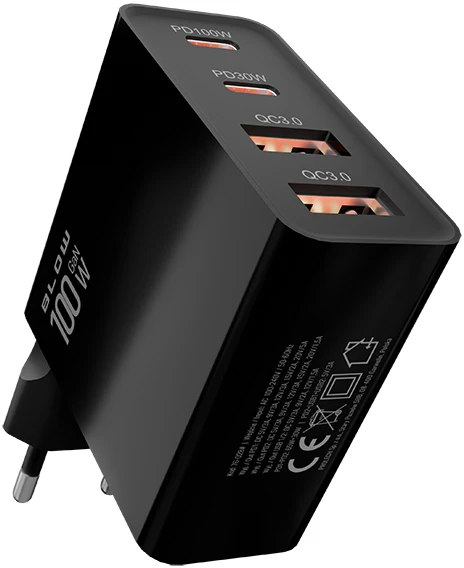 Blow Maitinimo įkroviklis USBx2 lizdas + USB-Cx2 QC+PD 100W