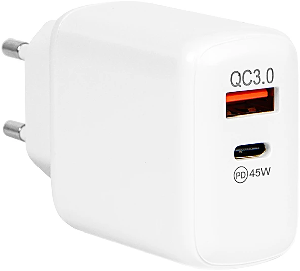 Blow Sieninis įkroviklis USB lizdas + USB-C PD 45W GAN