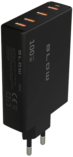 Blow Sieninis įkroviklis USB-Cx4 PD 100W GAN juodas