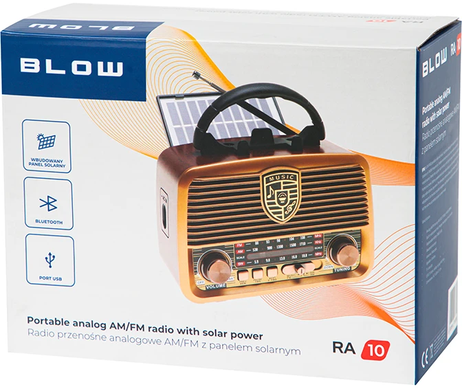 AM/FM BT BLOW RA10 nešiojamasis saulės analoginis radijas