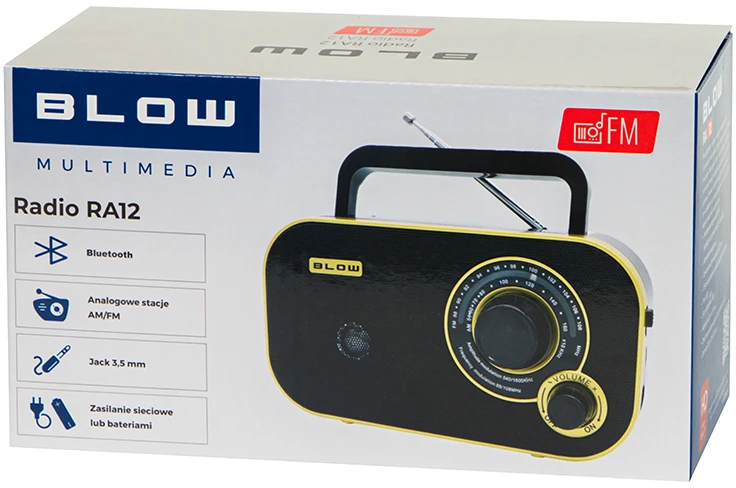 Nešiojamasis analoginis AM/FM radijas BLOW RA12 juodos ir auksinės spalvos