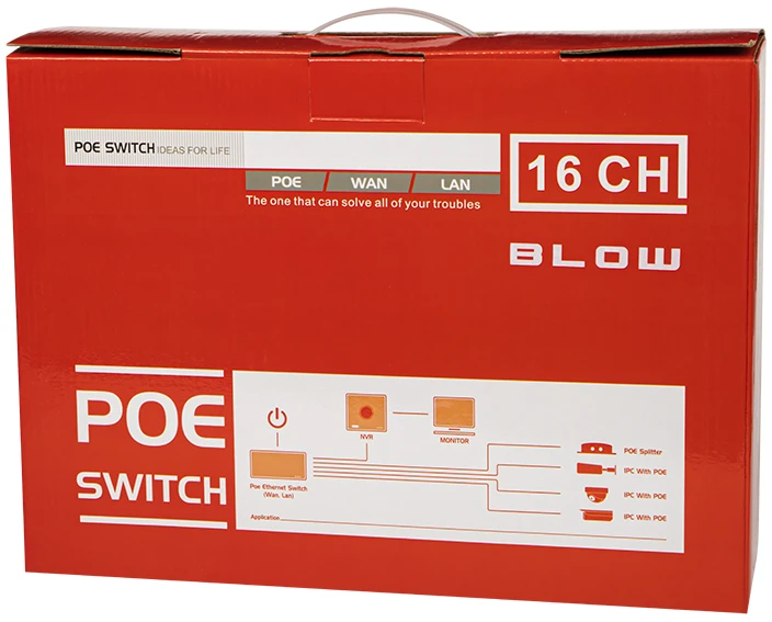 Šakotuvas Blow Pūskite Jungiklis 16×PoE 100Mbps 240W BL-SW18-16P