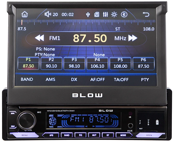 Automagnetola Radijas BLOW SlideX RDS/MP3/USB/micro SD/BLUETOOTH