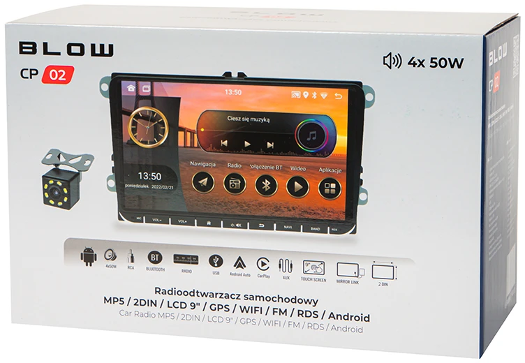 Automagnetola Radijas BLOW CP02 2DIN 9" Android/WiFi/GPS/CARPLAY VW/ SKODA/ SEAT