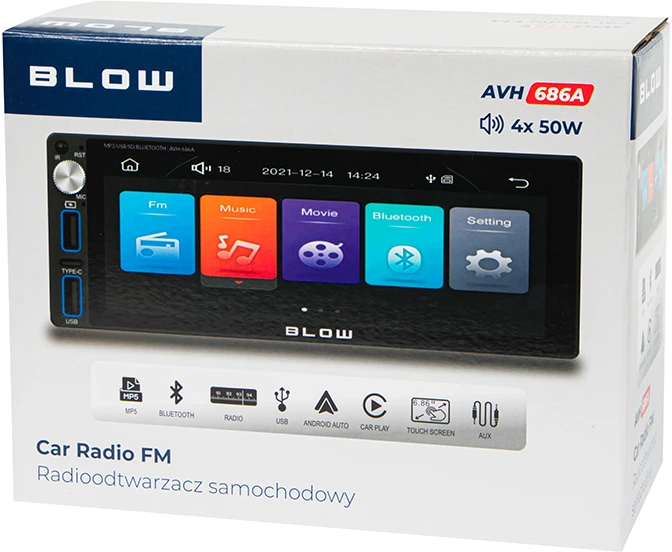 Automagnetola Radijas BLOW AVH-686A RDS MP3/USB/micro SD/BLUETOOTH