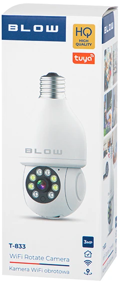 BLOW WiFi kamera Tuya 3MP lemputė T-833, besisukanti PTZ