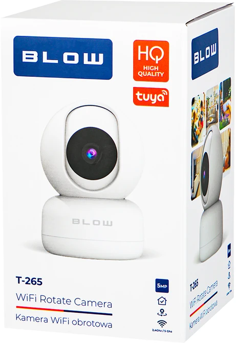 BLOW WiFi 5MP kamera T-265 dviejų dažnių (5 GHz) Tuya pasukamas kūdikių monitorius
