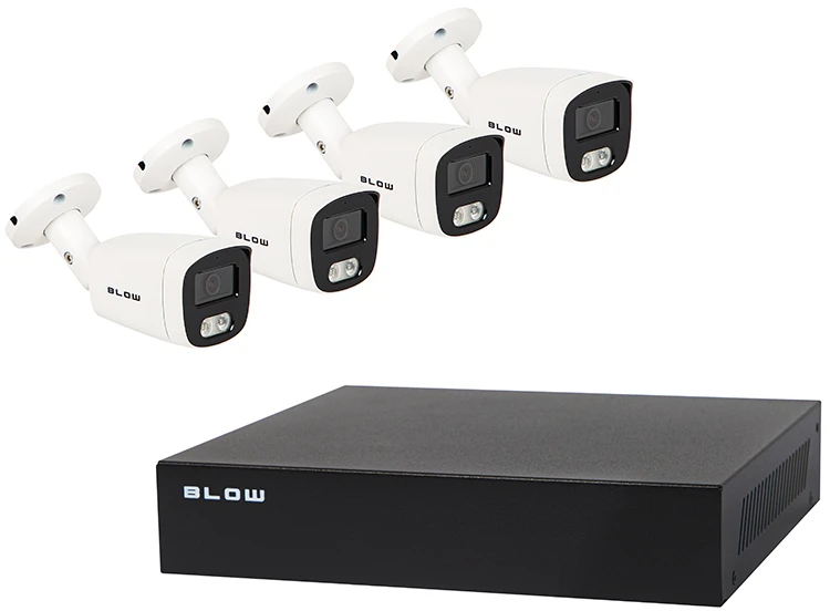 PoE BLOW stebėjimo rinkinys 4x5MP 1TB BL-KI5B4/PoE/1TB 4x 5MP vamzdinės kameros 1TB HDD diskas
