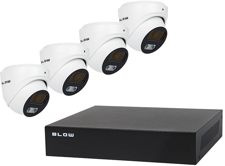 PoE BLOW 4x5MP 1TB stebėjimo rinkinys BL-KI5T4/PoE/1TB 4x 5MP kupolinės kameros 1TB HDD diskas