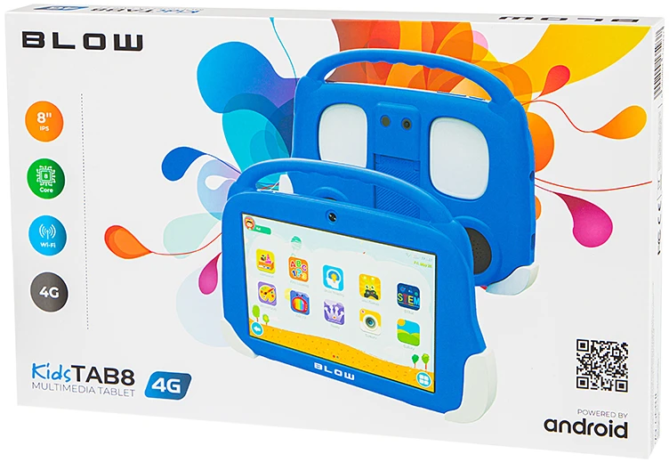 BLOW KidsTAB8 4G planšetinis kompiuteris 4/64GB mėlynas dėklas