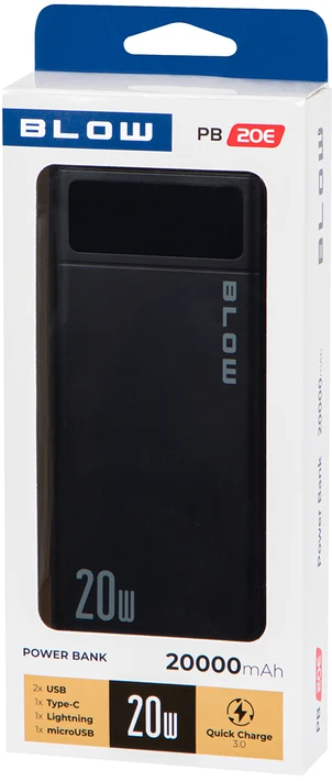 Blow Išorinė baterija 20000mAh QC+PD PB20E JUODA