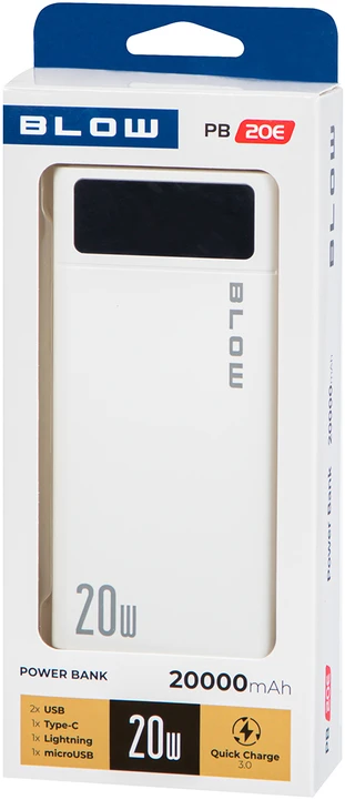 81-148# Blow Išorinė baterija 20000mAh QC+PD PB20E balta