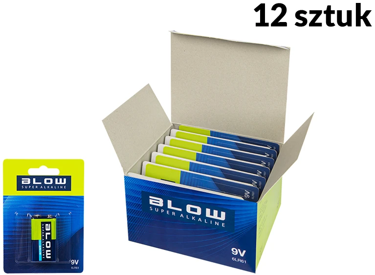 Blow 9V šarminių baterijų kolektyvinė pakuotė