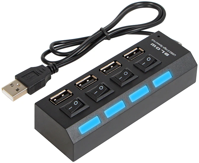 Blow 4 lizdų USB skirstytuvas su įjungimo mygtukais