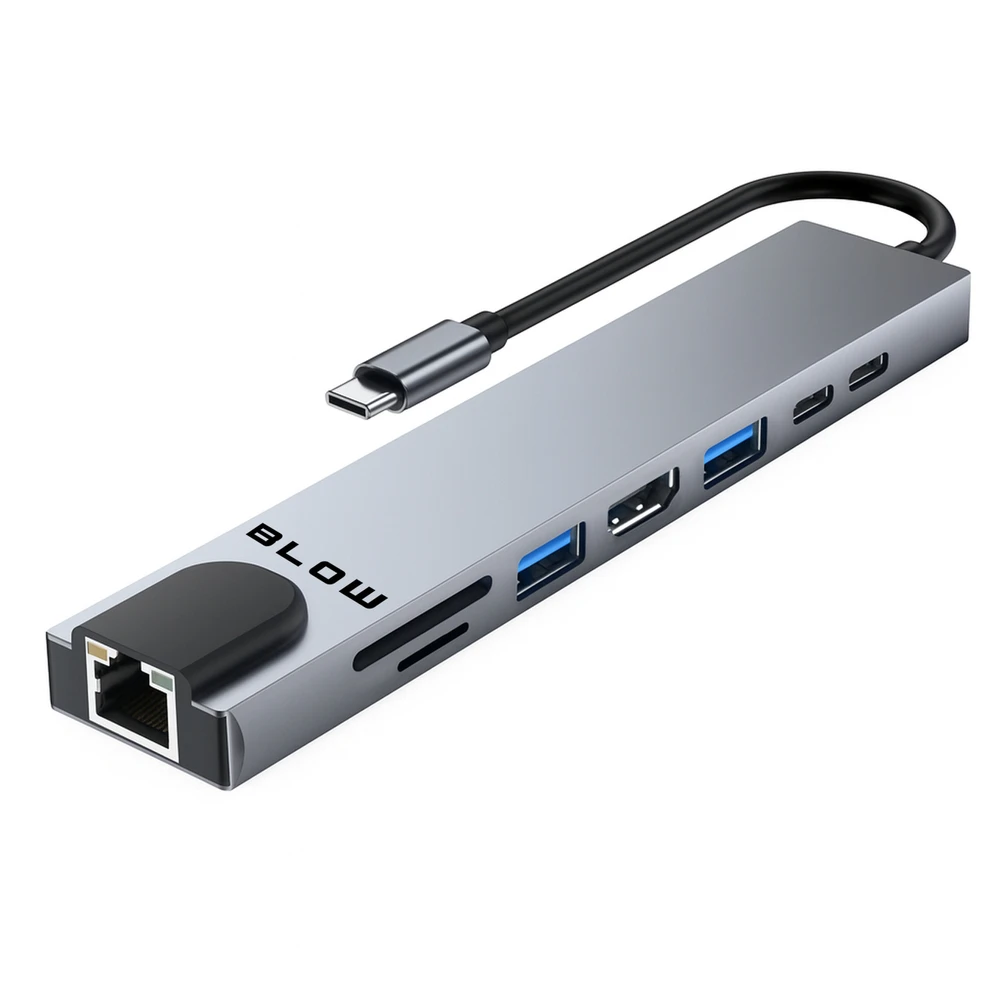 Blow USB-C šakotuvas RJ45 + HDMI 100W tinklo adapteris K-08