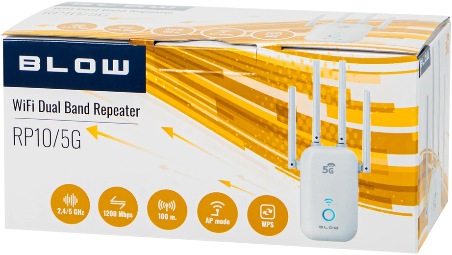 Maršrutizatorius Wi-Fi signalo stiprintuvas-kartotuvas 2.4GHz/5GHz RP-10 BLOW