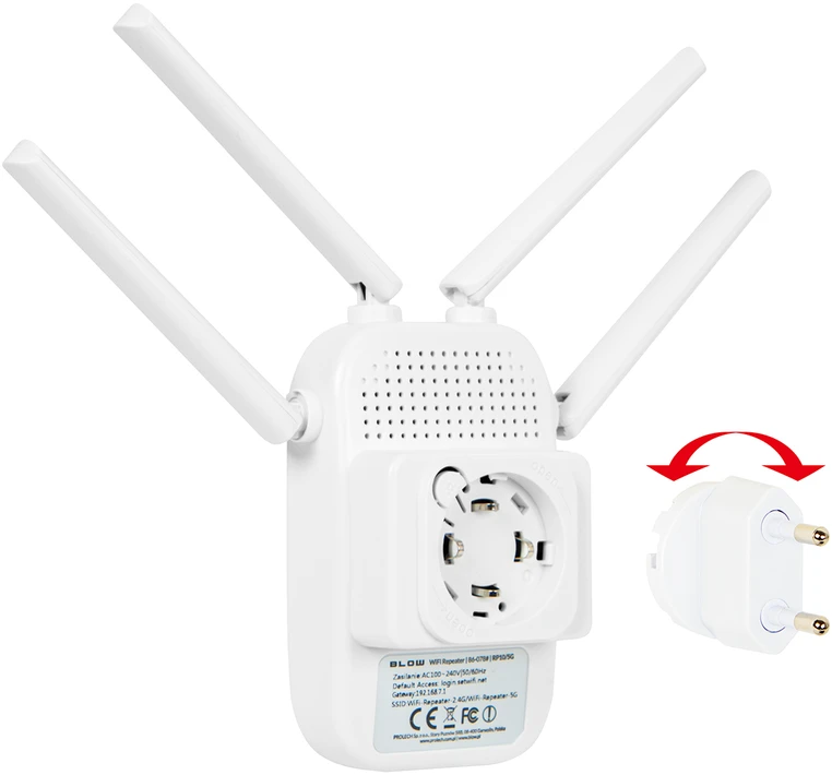 Maršrutizatorius Wi-Fi signalo stiprintuvas-kartotuvas 2.4GHz/5GHz RP-10 BLOW