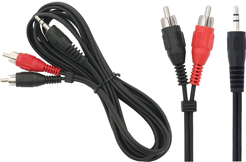 Ilgas 3.5mm į 2xRCA garso kabelis su spalvotomis jungtimis