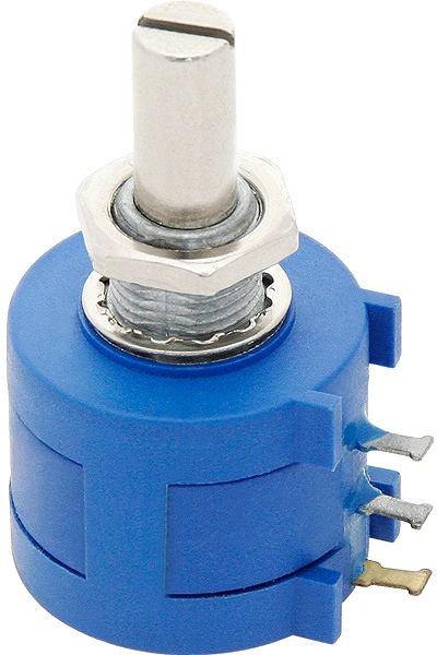 Daugiasūkis 500 Ohm potenciometras su metaline ašimi