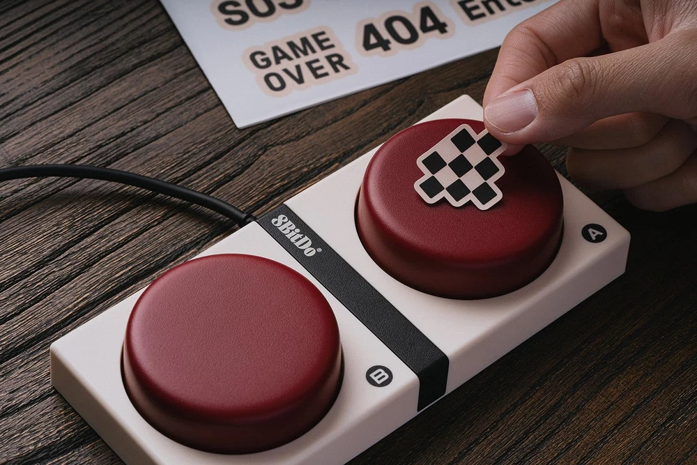 8BitDo Retro belaidė mechaninė klaviatūra (Hot-Swap) (Kailh Box switch, US) - (Fami Edition)