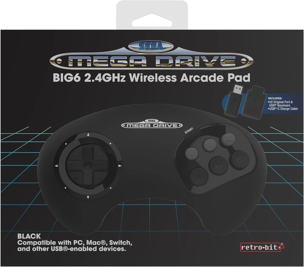 8Bitdo „Retro-Bit“ – „SEGA MD 2.4G BIG6“ žaidimų pultas
