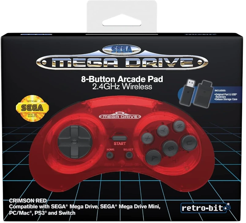8Bitdo „Retro-Bit“ – „SEGA MD 2.4G Crimson Raudona“