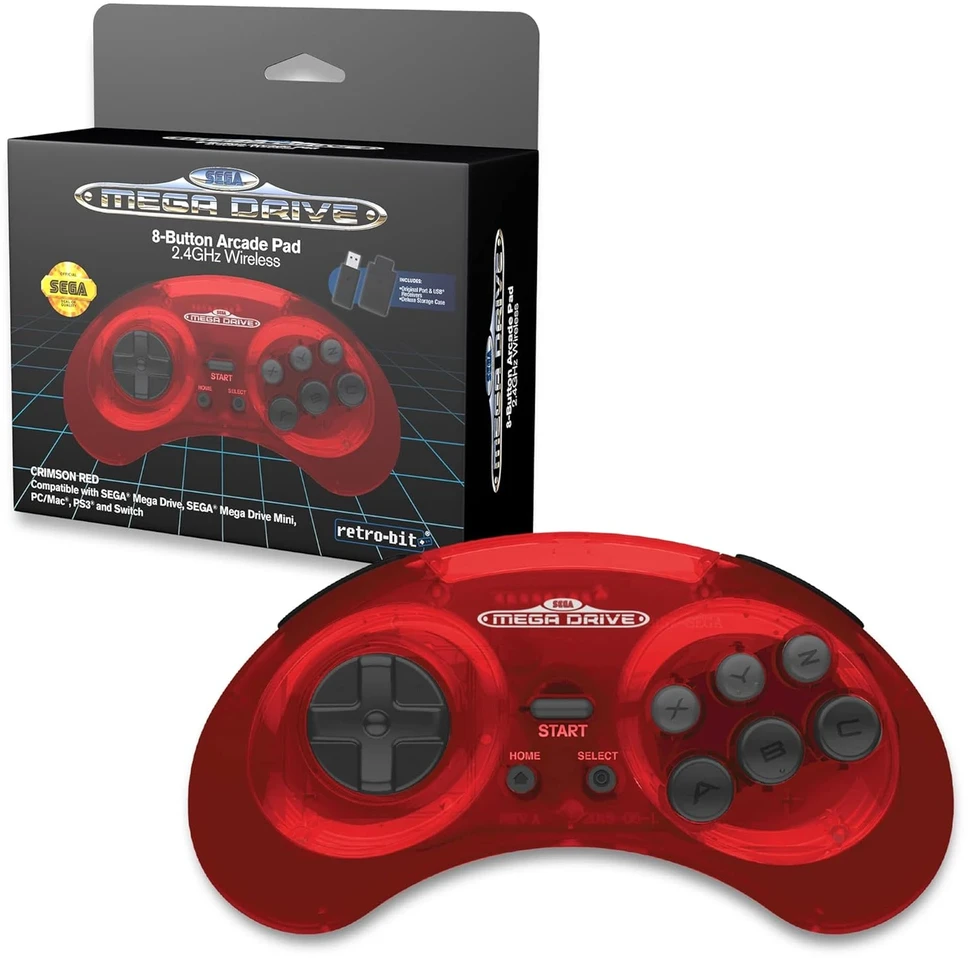 8Bitdo „Retro-Bit“ – „SEGA MD 2.4G Crimson Raudona“
