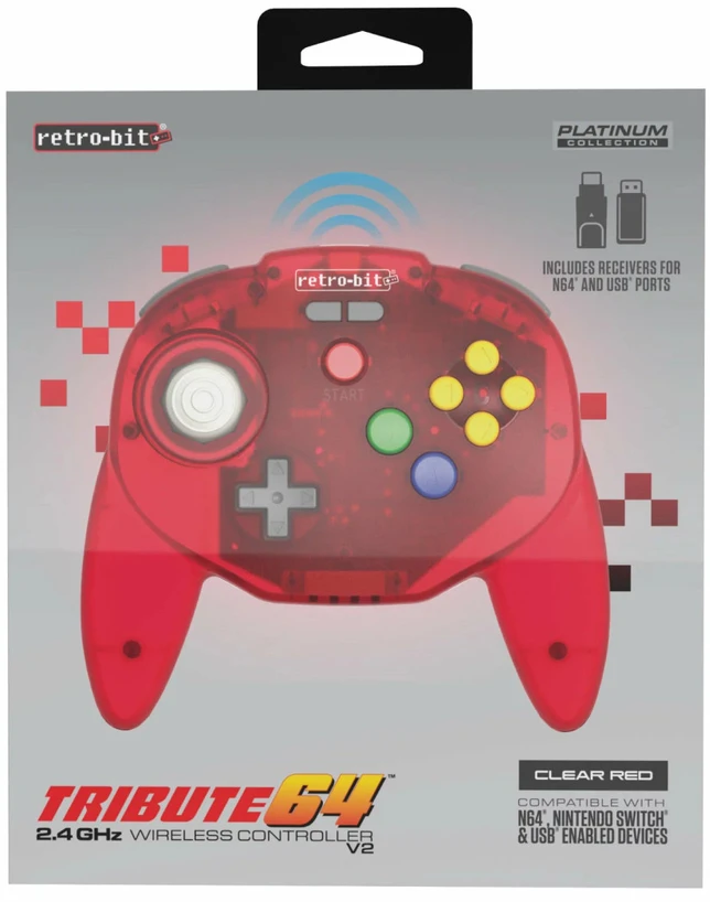 8Bitdo „Retro-Bit“ – „Tribute 64“ 2,4 G (raudonas)