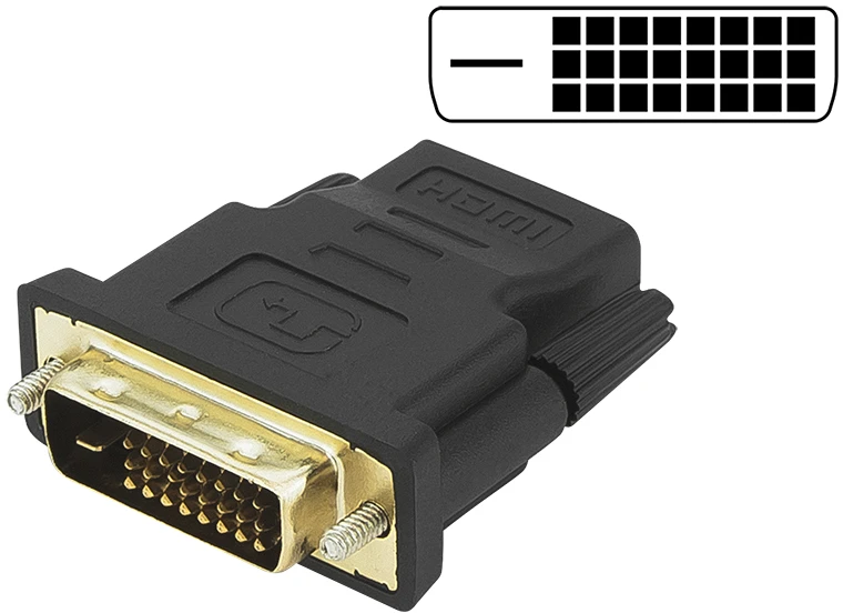 DVI-D į HDMI adapteris su auksuotais kontaktais