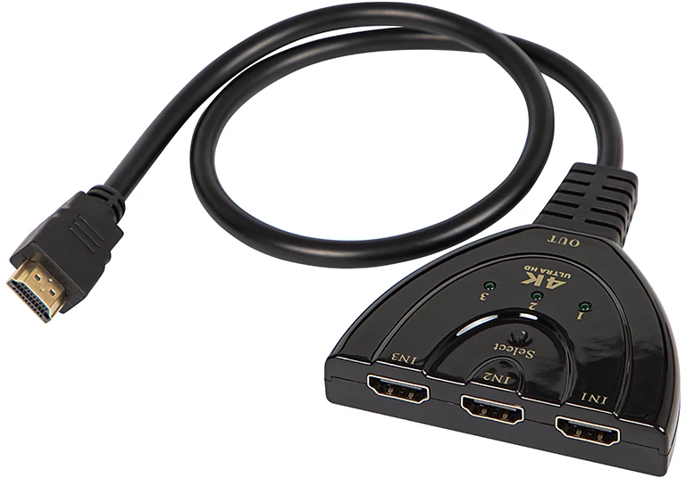 HDMI skirstytuvas su 3 įvesties lizdais ir pasirenkamu 4K signalu