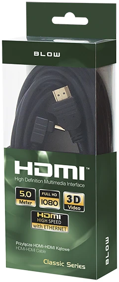 BLOW 5m HDMI kabelis su kampine jungtimi pakuotėje