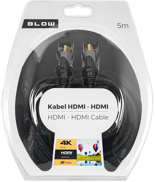 BLOW 92-642# BLOW HDMI-HDMI PREMIUM Juodas 5m