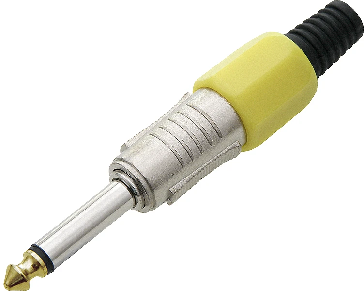 6.3 mm mono jungtis su geltonu korpusu