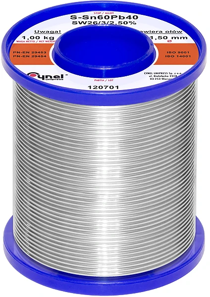 Lydmetalis su fliusu 1.5mm 1000g Sn60Pb40 CYNEL