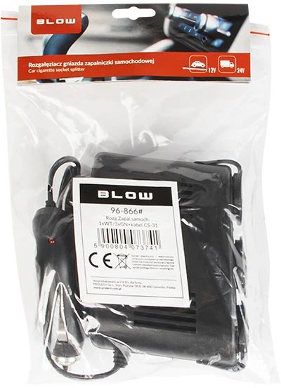 Blow Automobilinis cigarečių degiklio skirstytuvas 1xPLUG/3xSOCKET+CS-31 laidas