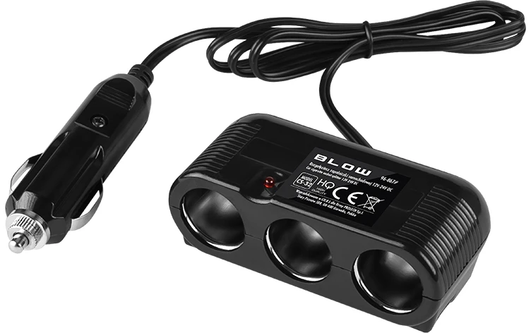 Blow Automobilinis cigarečių žiebtuvėlio skirstytuvas 1xPLUG/3xSOCKET+CS-32 laidas