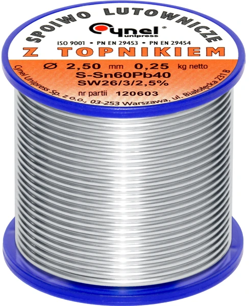 Lydmetalis su fliusu 2.5mm 250g Sn60Pb40 CYNEL