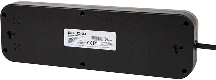 Blow PS-550S 5 lizdų tinklo ilgintuvas 4xUSB 1xUSB-C 5m juodas 2x1mm