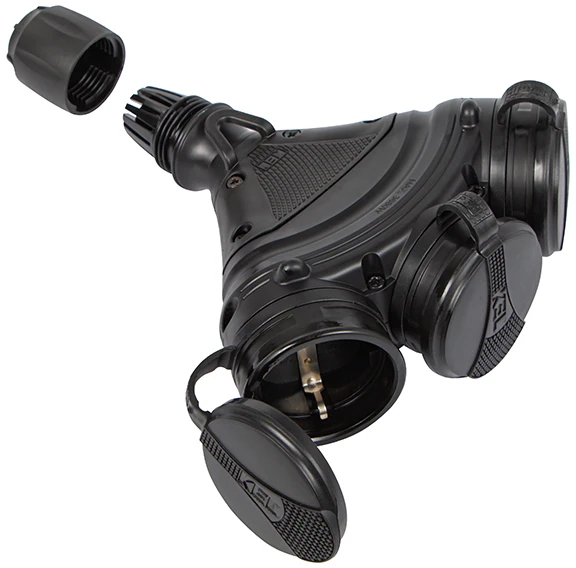 Plastrol 98-221# Lizdas gn-x3 trigubas su įžeminimu, juodas/juodas hermetiškas, IP54