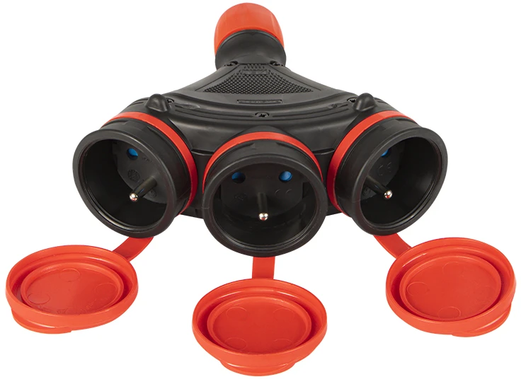 Plastrol 98-221# Lizdas gn-x3 trigubas su įžeminimu, juodas/juodas hermetiškas, IP54