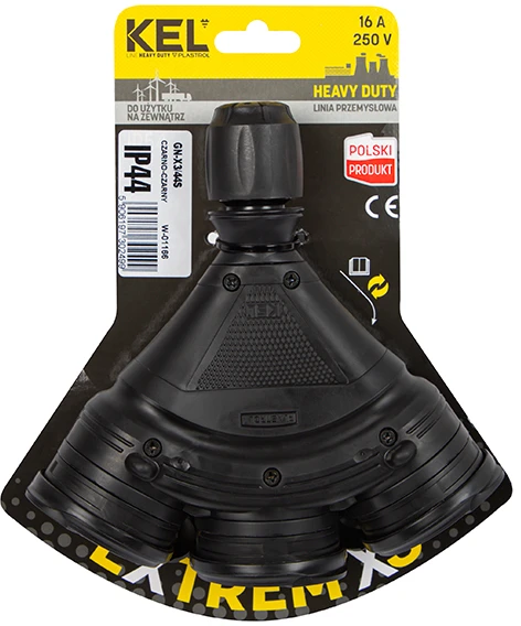 Plastrol 98-221# Lizdas gn-x3 trigubas su įžeminimu, juodas/juodas hermetiškas, IP54