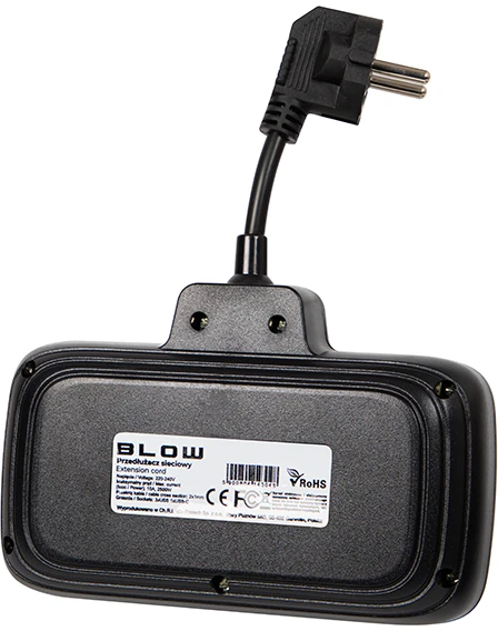 Blow PS-310U skirstytuvas 3 lizdai 3xUSB 0.1m juodas 2x1mm ilgintuvas