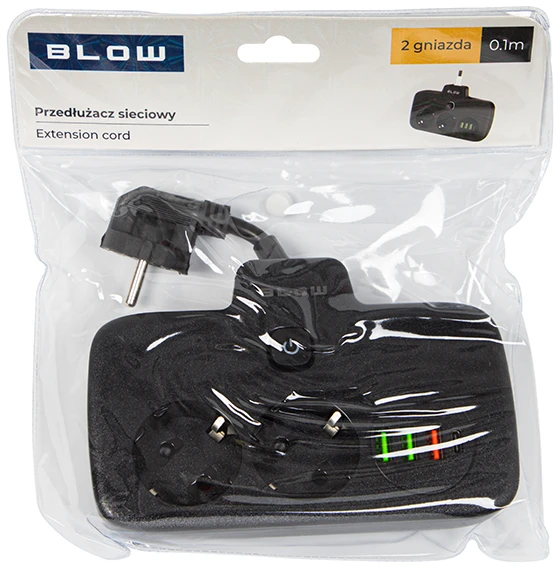 Blow PS-310U skirstytuvas 3 lizdai 3xUSB 0.1m juodas 2x1mm ilgintuvas